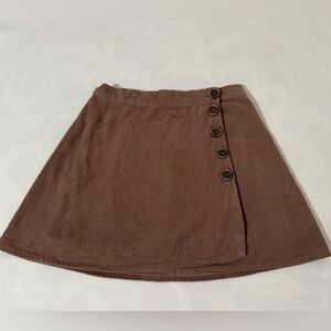 Brown Button-Front Skirt